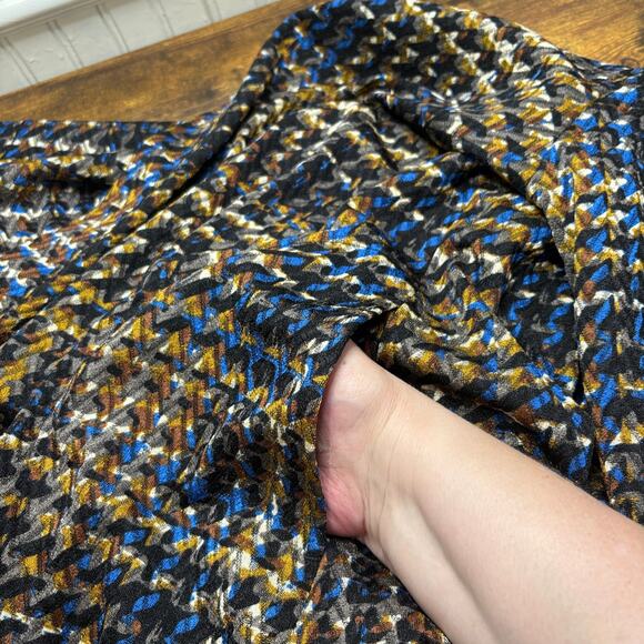 Susan Graver 1X Duster Cardigan Sweater Slinky Knit Career Pockets Houndstooth - Picture 5 of 10